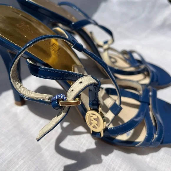 Michael Kors Blue Stiletto Heels with Gold Accents - Picture 5 of 8
